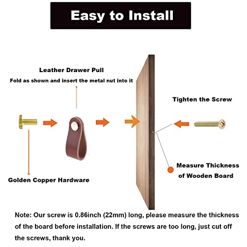 SAUYRASY Leather Dresser Knobs,6 Pack Knobs for Dresser Drawers, Leather Drawer Pulls for Cabinet, Doors and Drawers (Brown)