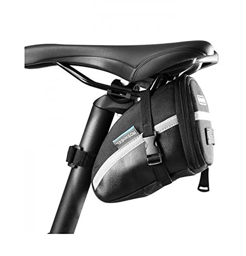 Juscycling 1.2L Saddle Seat Bag Pouch Pack for Road Bike MTB Cycling with Reflective Stripes, Polyester and PU leather