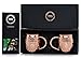 Lifestyle Banquet Moscow Mule Copper Mugs - Set of 2 - 16 oz Pure Solid Hammered Copper Cups with Welded Handle and Recipe Card in Black Satin Gift Box