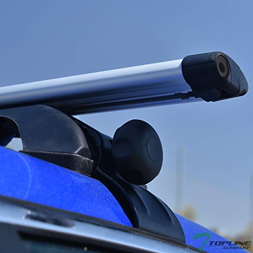 Topline Autopart Universal 50" Window Frame Oval Style Aluminum Roof Rack Rail Cross Bars (Silver)