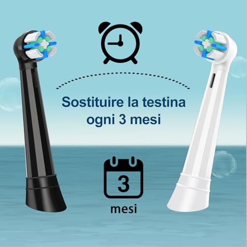 6 Heads Compatible with Oral B iO 2/3N/3/4/5/6/7/8/9/10 Electric Toothbrushes, Oral B IO Compatible Heads for Effective Cleaning and Protection of Teeth (Black/White)