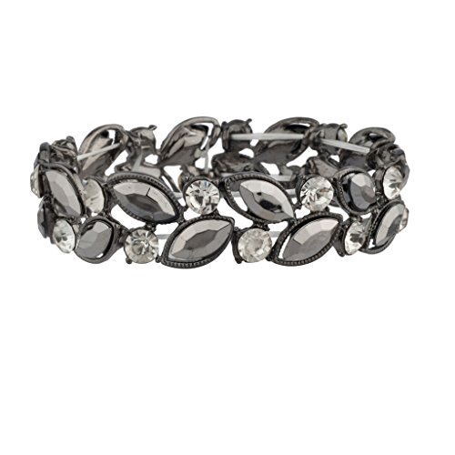 Lux Accessories Crystal Stone Leaf Stretch Bracelet Lux Accessories Crystal Stone Leaf Stretch Bracelet