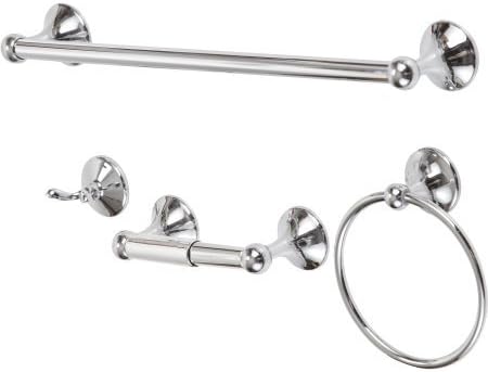 Better Homes and Gardens 4pc Bath Set Chrome Shower Curtain Hooks &amp; Rods