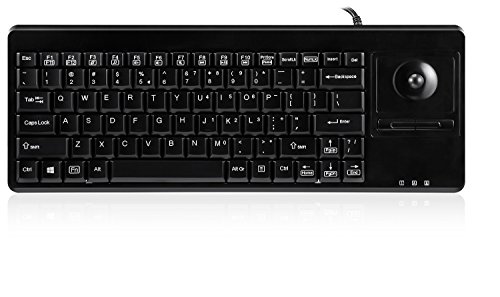 Perixx PERIBOARD-514H PLUS, Wired Keyboard with Trackball - 14.57x5.39x1.02 Inch Dimension - USB Port with 2 Hubs - Trackball Updated in 2015