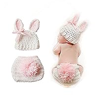 Swovo Baby Outfits Cute Crochet Knit Baby Jumpsuit Photography Props for 0-6 Month Toddler Newborn Pink