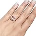 Sterling Silver Halo Solitaire Ring Rose Tone Rhodium PL Cushion Cut Simulated Morganite Clear CZ Accent, Size-7