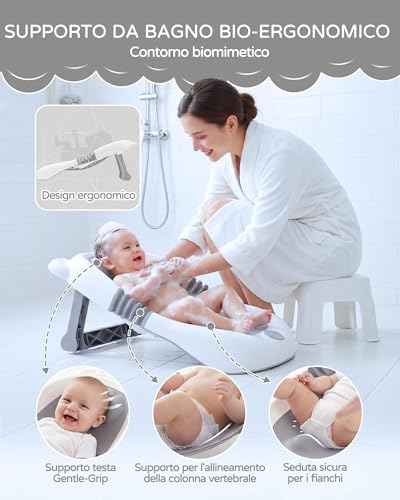 Foldable Baby Bath Tub with Stand, Newborn Bathtub with Non-Slip Seat and Suction Cups, Baby Must Haves for 0-6 Months, Newborn Gift