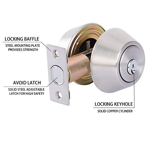 Rulart Double keyed Deadbolt Lock Keyed on Both Sides, 2Way