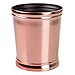 mDesign Decorative Metal Round Small Trash Can Wastebasket, Garbage Container Bin - for Bathrooms, Powder Rooms, Kitchens, Home Offices - Durable Solid Steel, Non-Slip Base - Rose Gold