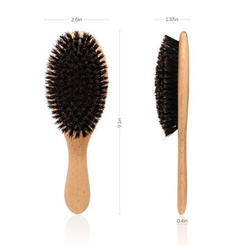 Natemia Boar Bristle Wooden Hair Brush and Comb Set for Women,Men and Kids - Ideal for Thin and Normal Hair - Adds Shine and Improves Hair Texture - Thumbnail 6