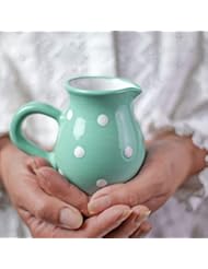 Handmade Teal Blue and White Polka Dot Ceramic Creamer, Milk Jug, Pourer, Pitcher Jug, Pottery Housewarming Gift for Tea Coffee Lovers by City to Cottage