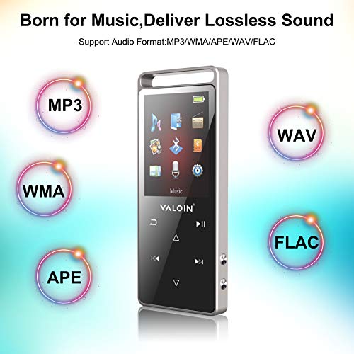 Valoin MP3 Player with Bluetooth,Built-in 8GB Memory Audio Player for Wired or Wireless Earphones, Headphones, Speakers - Thumbnail 3