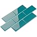 Giorbello Glass Subway Backsplash Tile, 3 x 6, Dark Teal, Sample Tile (1 Piece)