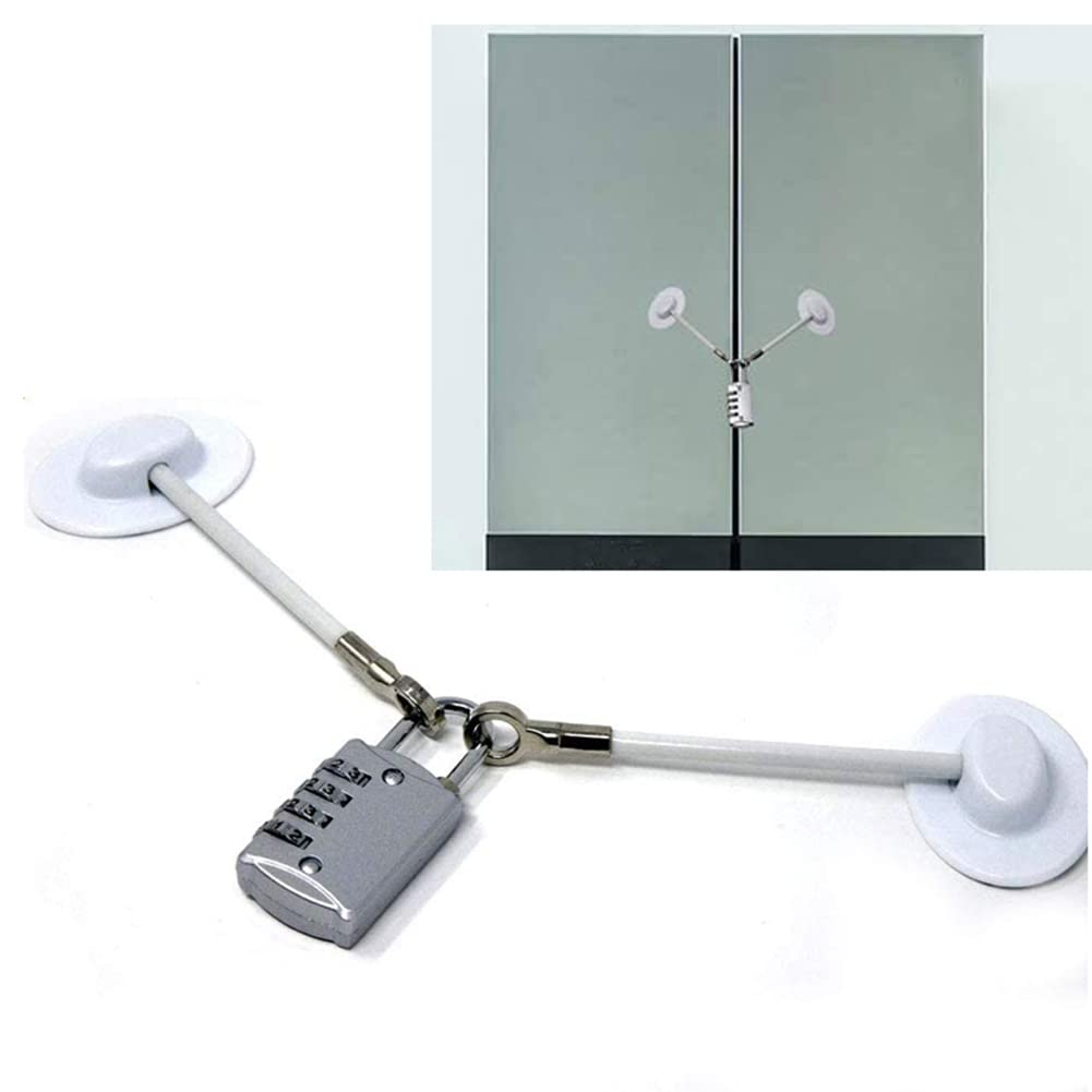 HURAD Homy Security Refrigerators Lock with Padlock, Safety Freezer Lock, Child Fridge Lock, Drawer Lock (White)