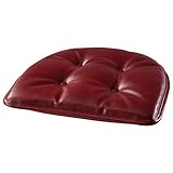 Klear Vu The Gripper Faux Leather Upholstered Button Tufted Pad, Pack of 2 Chair Cushions, One Size, Red