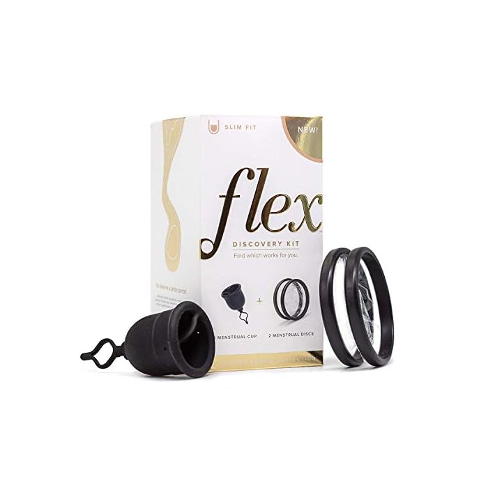 Flex Cup Starter Kit (Slim Fit - Size 01) | Reusable Menstrual Cup + 2 Free Menstrual Discs | Pull-Tab for Easy Removal…