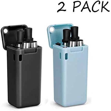 Reusable Straw, Collapsible Straw Composed of Stainless Steel and Food-Grade Silicone, Stainless Steel Drinking Straws Premium Food-Grade Foldable Silicone Straw 2 Pack (black)