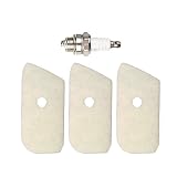Buckbock 3 Pcs Replacement 530150253 Air Filter with Spark Plug for Craftsman Husqvarna 124L 125L 128L 128CD 128LD 128LDX Gas Line Lawn Trimmer