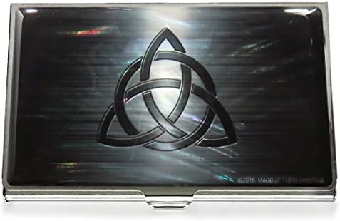 Business Credit Card Case Id Holder Metal Travel Wallet Mother of Pearl Celtic Knot (Black)