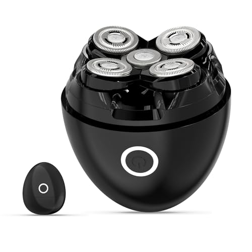 Afeitadora Cabeza Hombre, Maquina Afeitar Cabeza Magnético 5D Cabezales Flotantes Afeitadora Cabeza Uso Seco y Húmedo IPX7 Impermeable 120 Mins de Uso Usb-C Recargable