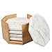 White Carrara Marble Coasters with Bamboo Holder, Set of 5 - Great Mother's Day Gift