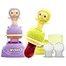 2 Easy Hold Fruit Feeder Pacifiers with Stands | Feeding Toy | Stand, Dust Cover, Medium and Large Silicone Pouches | Plus eBook on Starting Baby on Solid Food | Purple & Green 2 Pack