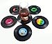 Vinyl Record Disc Coasters | Set of 6 with funny, colorful labels | Perfect for classic music lovers