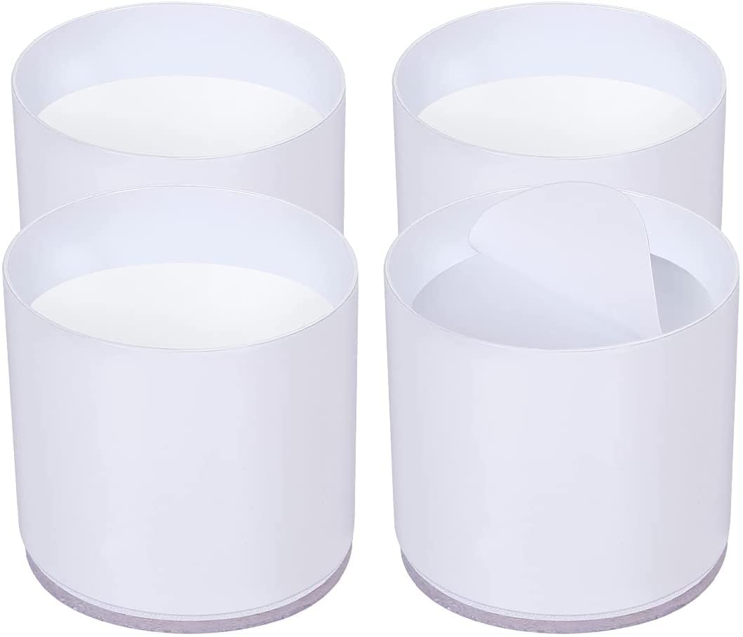 Ezprotekt 2 Inch Round Bed Risers Heavy Duty Stackable Furniture Risers - Solid Steel Bed Furniture Risers Post for Couch Bed Table Protect Wood & Carpet Surface, 3.15 x 3.15x 2 Inch(4 Pack, White)