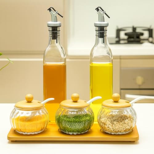 Kit 2 Porta Azeite e Vinagre de Vidro 500ml Premium Galheteiro com Tampa Dosadora Dispenser para Óleo Molhos e Temperos Garrafa Transparente Multiuso Econômica e Saudável para Cozinha 500ml Premium