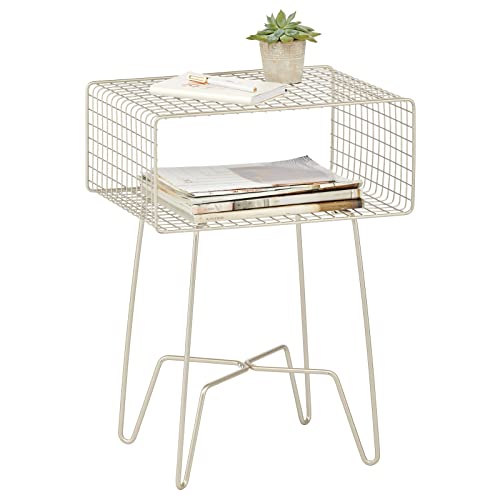 mDesign Modern Industrial Side Table with Storage Shelf, 2Tier Metal