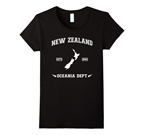 Womens New Zealand map - national pride t-shirt Medium Black
