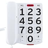 Home Intuition Amplified Single Line Corded Desk Telephone with Large Easy to Read Buttons and Extra Loud Ringer
