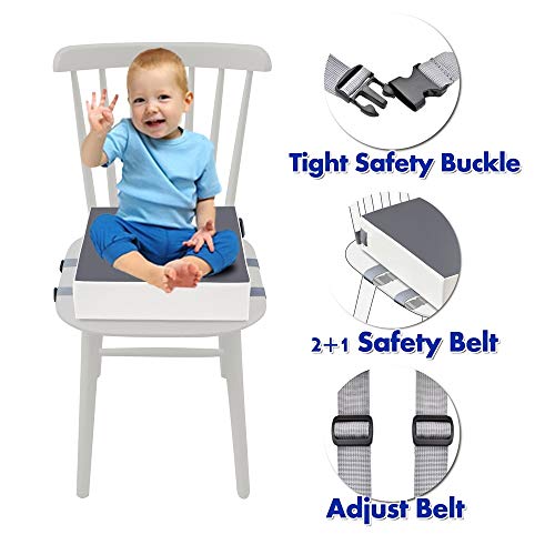 Booster Seat for Dining Table, PU Safer 2+1 Straps Safety Buckle