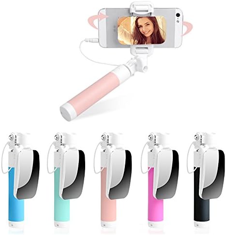 Mini Selfie Stick Extendable Monopod With Mirror For IPhone 6s 6 Plus 5s 5 Android Samsung Galaxy S7 Edge/S4 Smart Phones(Pink)
