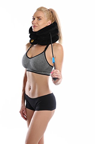 Agon Cervical Neck Brace Traction Support Device for Neck Back Head & Shoulder Pain Inflatable Neck Pillow with Adjustable Size Bigger Pump Extended Strap