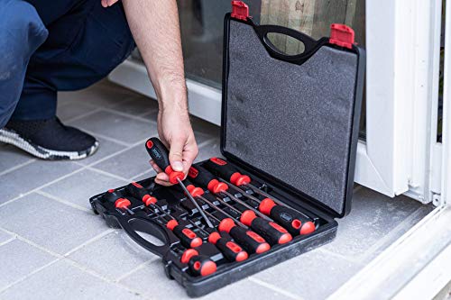 VIGOR Schraubendreher-Satz (Mit extra kurzen Schraubendrehern, Kreuz- und Schlitzprofil, 12 Schraubendreher für Profis… – Bild 5
