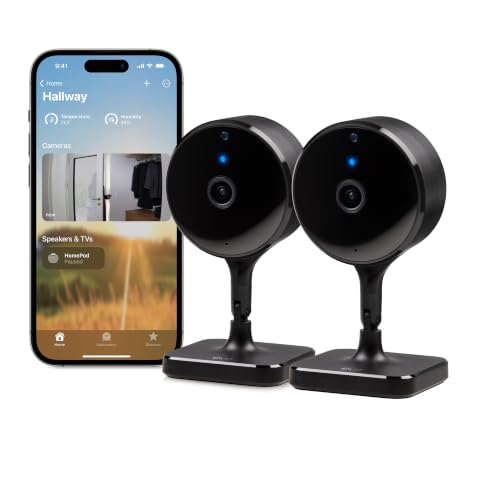 Eve Cam 2 Pack Smart Indoor Camera, 1080p Resolution, WiFi, 100% Privacy, HomeKit Secure Video, iPhone Notification, Microphone & Speaker, Night Vision, Flexible Installation