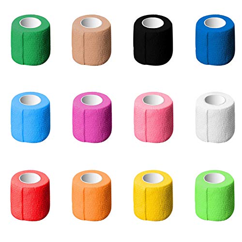 Self-Adhesive Cohesive Wrap Bandage Tape by MANSHU, Self-Adhesive Bandage Rolls,Elastic Non-Woven, FDA Approved, 12 Rolls, Assorted Colors (2Inches x 5Yards) - Thumbnail 6