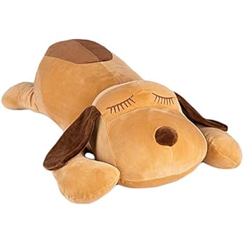 elfishgo Soft Large Dog Plush Hugging Pillow, Giant Dogs Puppy Stuffed Animals Toy Gifts for Kids (Brown, 27.5