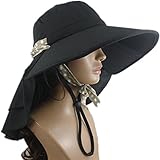 New Fashion Design Cotton Blend Women Wide Brim Uv Neck Protection Sun Hat Outdoor Hiking Fishing Cap