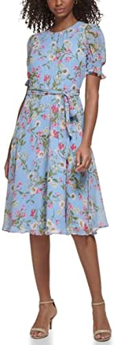 jessica howard portrait collar a line dress Jessica Howard Women's Mixed-Media Fit & Flare Midi Dress - Navy