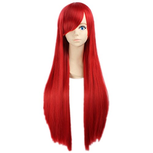 COSPLAZA Cosplay Wigs Scarlet Straight Long Red Anime Hair Heat Resistant Synthetic Wig