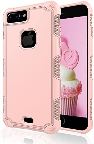 iPhone 7 Plus Phone Case, Deedose Ultra Slim Shockproof Hybrid Anti-Slip Grip Shock Absorption High Impact Resistant Defender Case for iPhone 7 Plus / 8Plus (Rose Gold)