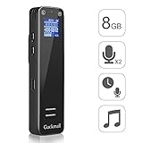Multifunctional Digital Voice Activated Recorder, Guckmall 8GB 1536Kbps Sound Audio Recorder Dictaphone MP3 Player for Lecture Meeting Interviews, Dual Microphone, Rechargeable