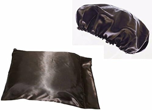 Mygoodie 4pc Set 2pc Queen/Standard Satin Pillow Case with 2pc Matching Bonnet