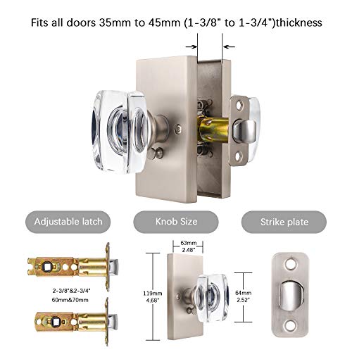 HIEMEY Glass Door Knobs Interior, Crystal Door Knobs with Lock, Privacy Bedroom/Bathroom Door