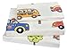 J-pinno Twin Sheet Set Bedroom Decoration Gift 100% Cotton Flat Sheet + Fitted Sheet + Pillowcase Bedding Set for Kids Girls (Car 1, Twin)