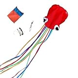 Mayco Bell Red Multicolor Tail Octopus Portable Kite Nylon & Polyester Material - Perfect Toy for Kids and Children Outdoor Games Activities - Fold-able Large 28 x 157 Inches | Extra 328 Feet Of Line