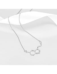 Serotonin - Collar de molécula de plata de ley con n transmisor, joyería química para amantes de la ciencia, plata de ley, US_JWEY_B0797KY2NP