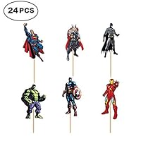 SUYEPER 24 PCS The Avengers and Superheroes Cupcake Topper Children Party Decoration Boy